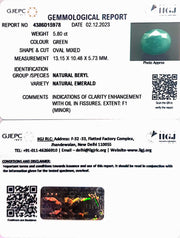 5.80/CT Natural Panna Stone with Govt. Lab Certificate (4551)